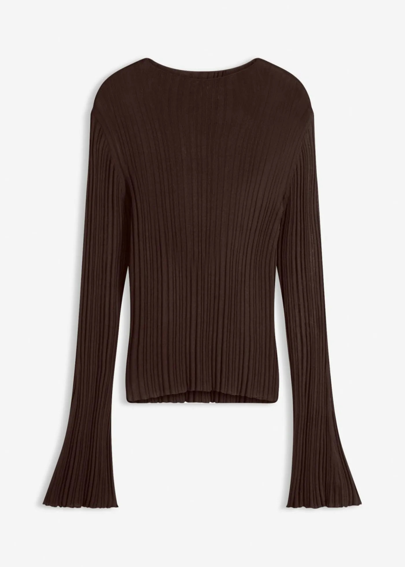 bonprix bonprix Camiseta de punto semitransparente Marrón oscuro Discount