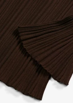 bonprix bonprix Camiseta de punto semitransparente Marrón oscuro Discount