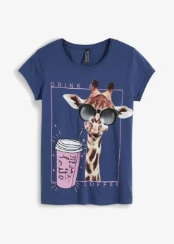 bonprix bonprix Camiseta de puro algodón Azul estampado New