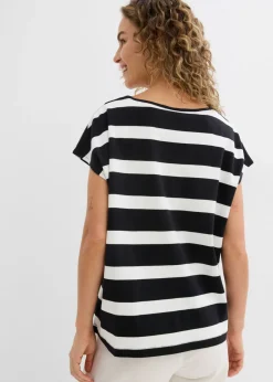 bonprix bonprix Camiseta de rayas negro-blanco lana con rayas Sale