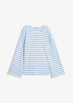 bonprix bonprix Camiseta de rayas de algodón orgánico con manga larga azul provenzal-blanco lana rayas horizontales Best
