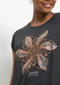 bonprix bonprix Camiseta de suave mezcla de viscosa Negro estampado Best