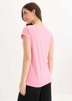 bonprix bonprix Camiseta de suave mezcla de viscosa Rosa estampado Sale