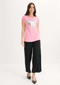 bonprix bonprix Camiseta de suave mezcla de viscosa Rosa estampado Sale