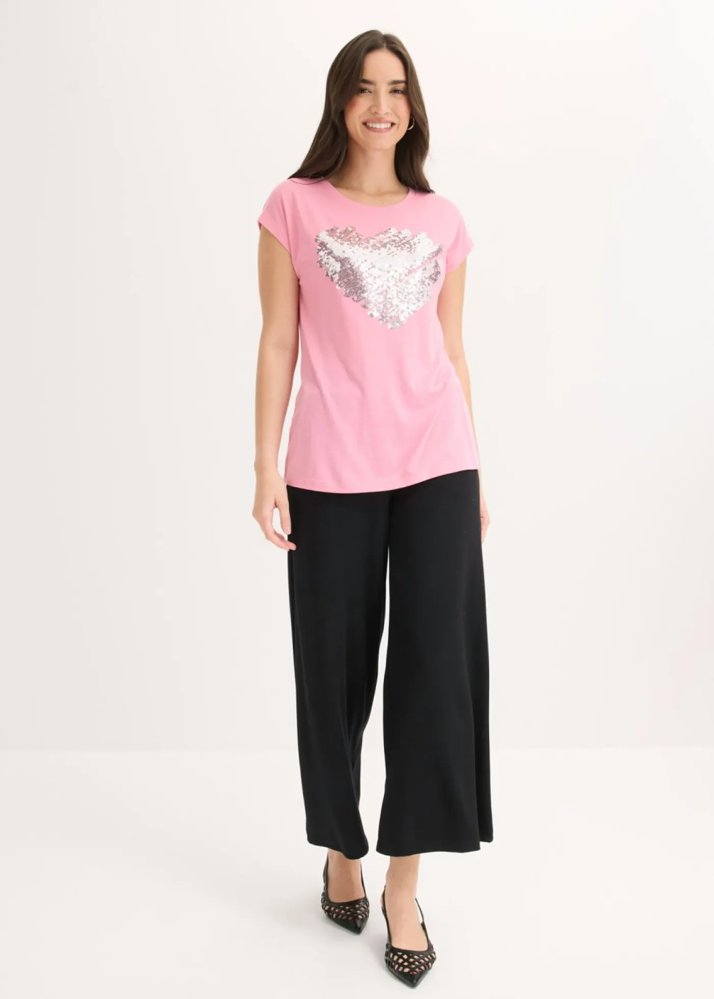 bonprix bonprix Camiseta de suave mezcla de viscosa Rosa estampado Sale