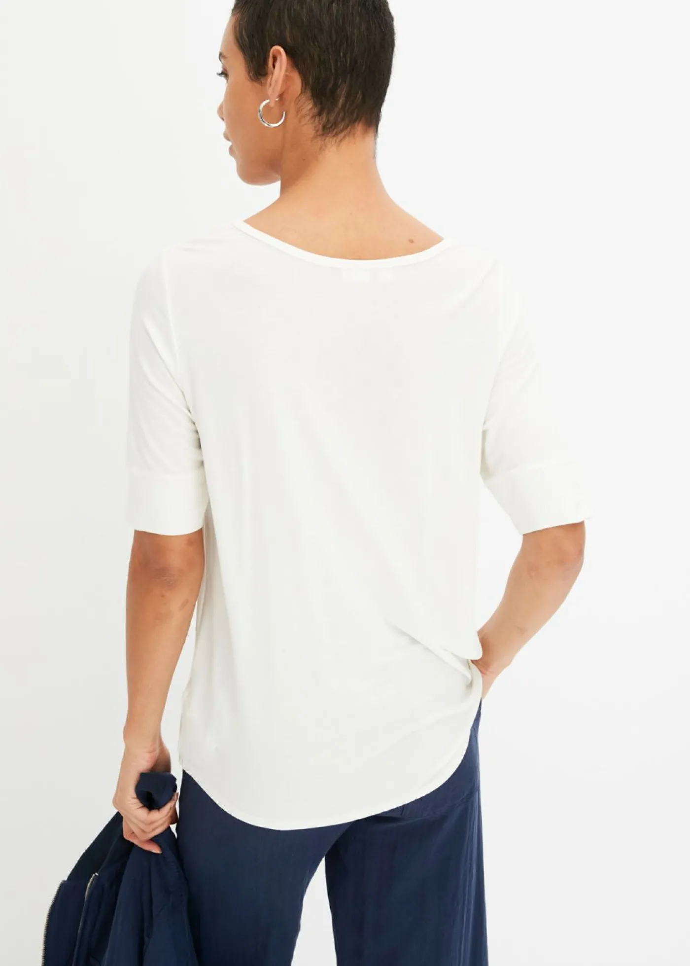 bonprix bonprix Camiseta de suave mezcla de viscosa Blanco lana Online