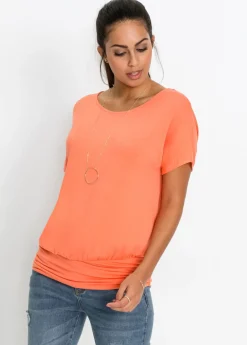 bonprix bonprix Camiseta de suave mezcla de viscosa salmón New