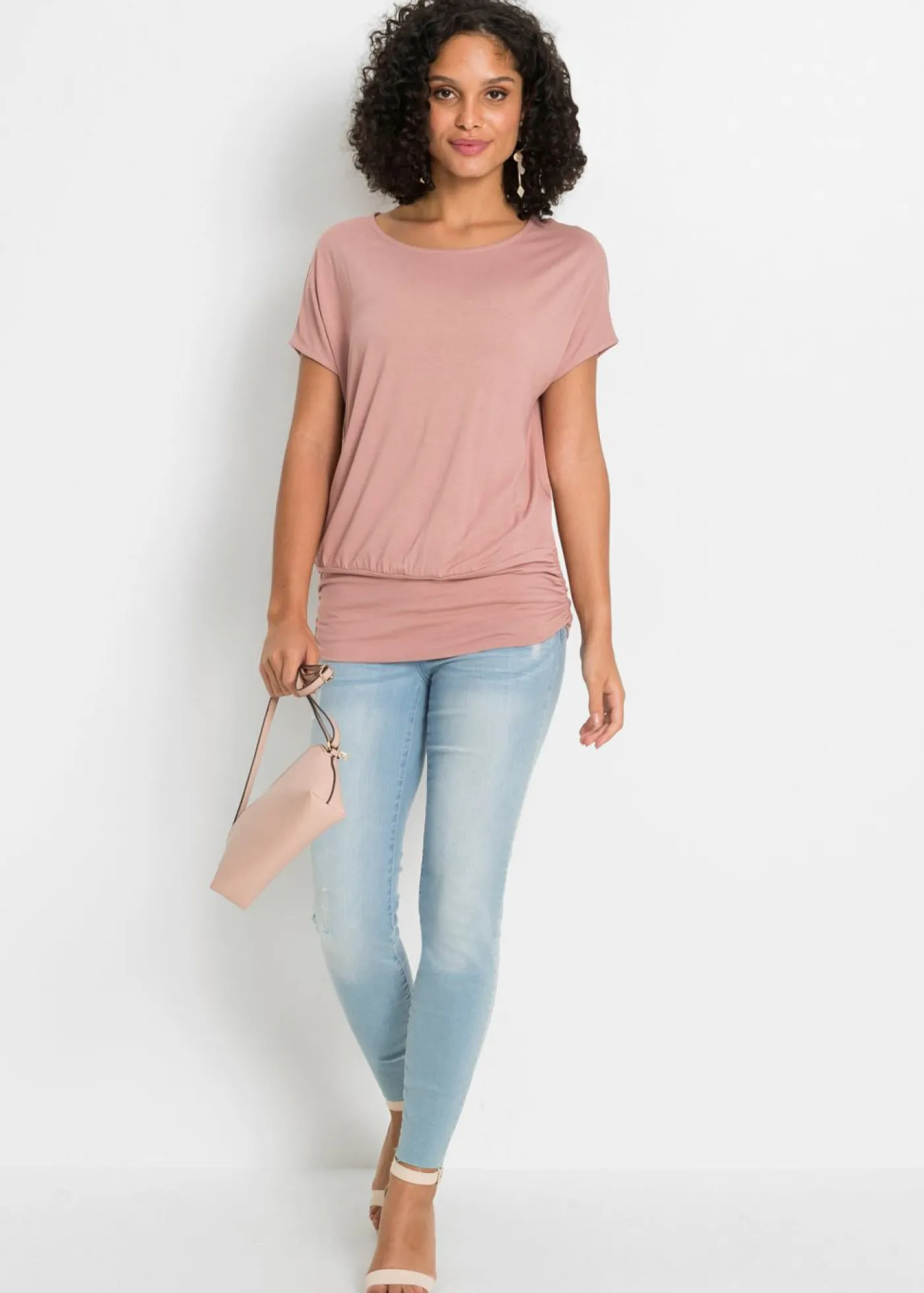 bonprix bonprix Camiseta de suave mezcla de viscosa Rosa palo New