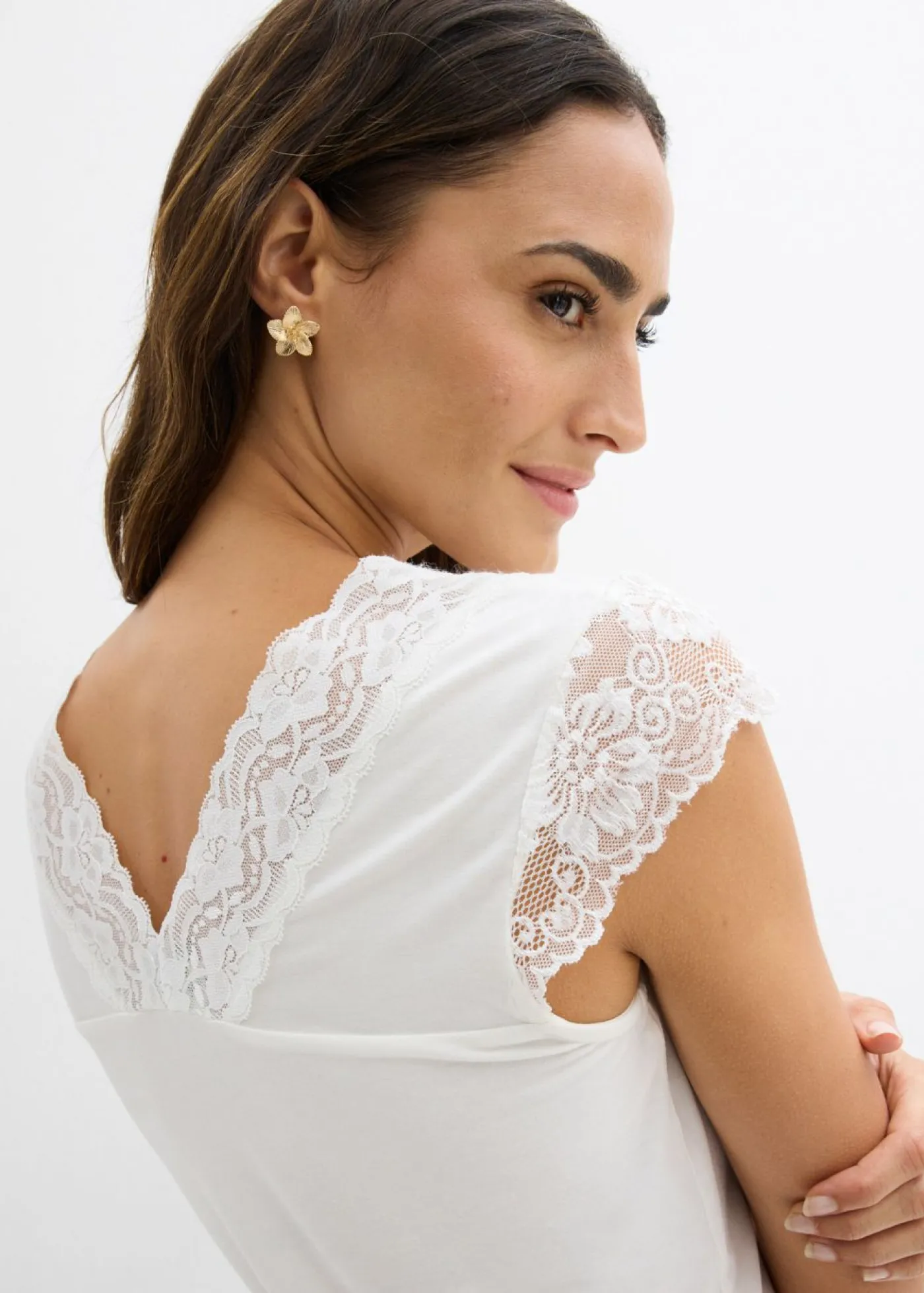 bonprix bonprix Camiseta de suave mezcla de viscosa Blanco lana Clearance