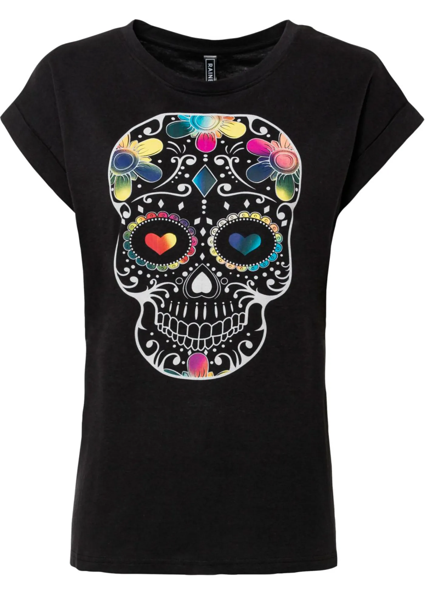 bonprix bonprix Camiseta de suave mezcla de viscosa Negro estampado New