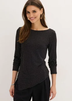 bonprix bonprix Camiseta de suave mezcla de viscosa negro-blanco lana topos Online