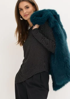 bonprix bonprix Camiseta de suave mezcla de viscosa negro-blanco lana topos Online