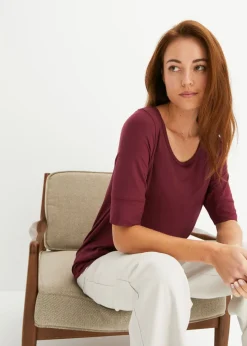 bonprix bonprix Camiseta de suave mezcla de viscosa rojo avellana Sale