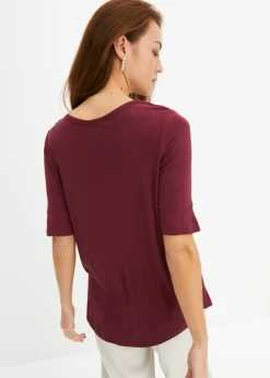 bonprix bonprix Camiseta de suave mezcla de viscosa rojo avellana Sale