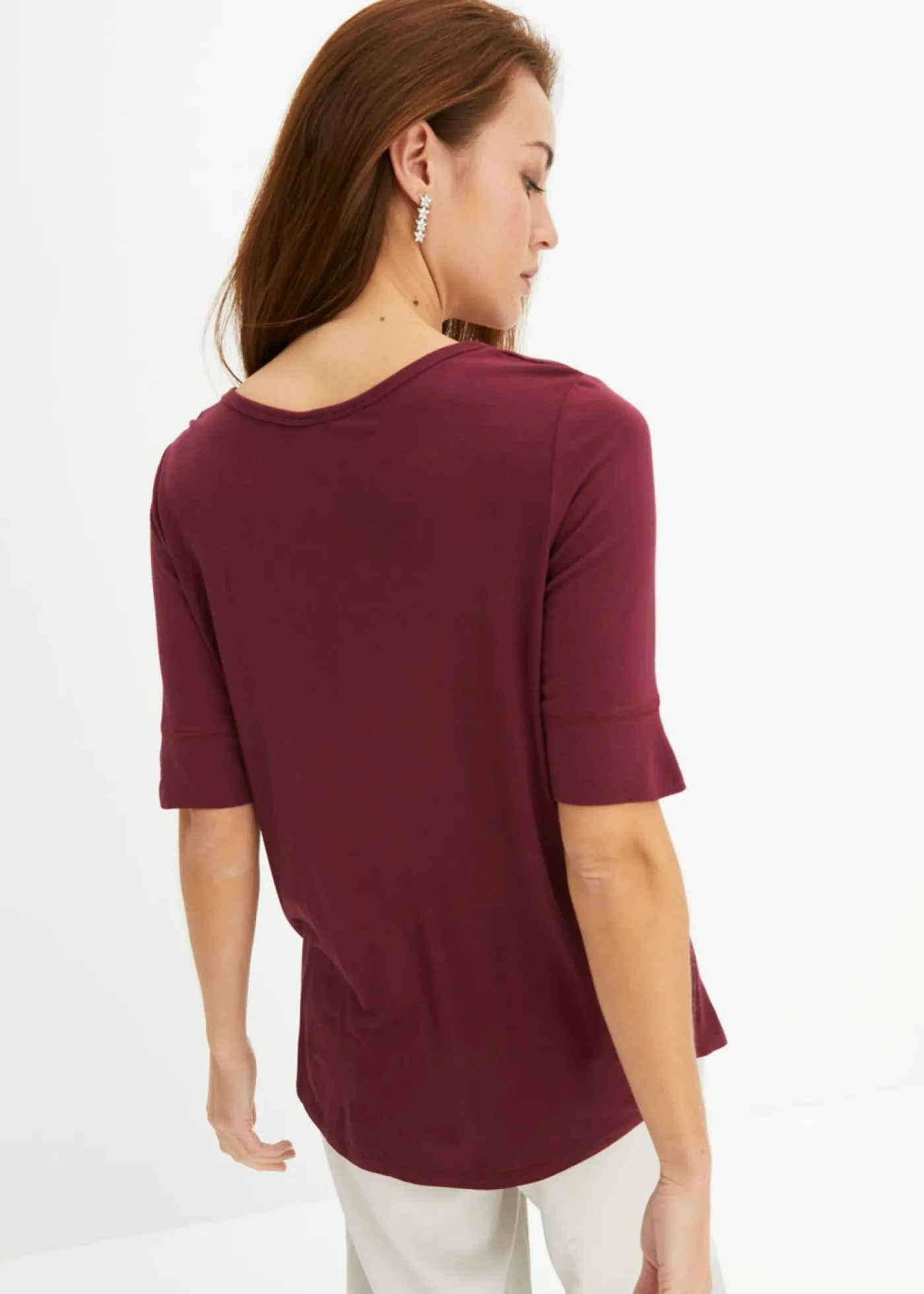 bonprix bonprix Camiseta de suave mezcla de viscosa rojo avellana Sale