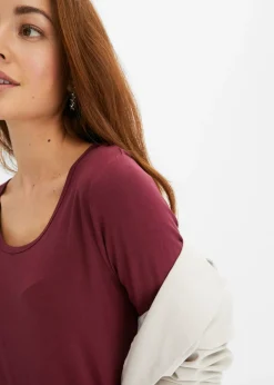 bonprix bonprix Camiseta de suave mezcla de viscosa rojo avellana Sale
