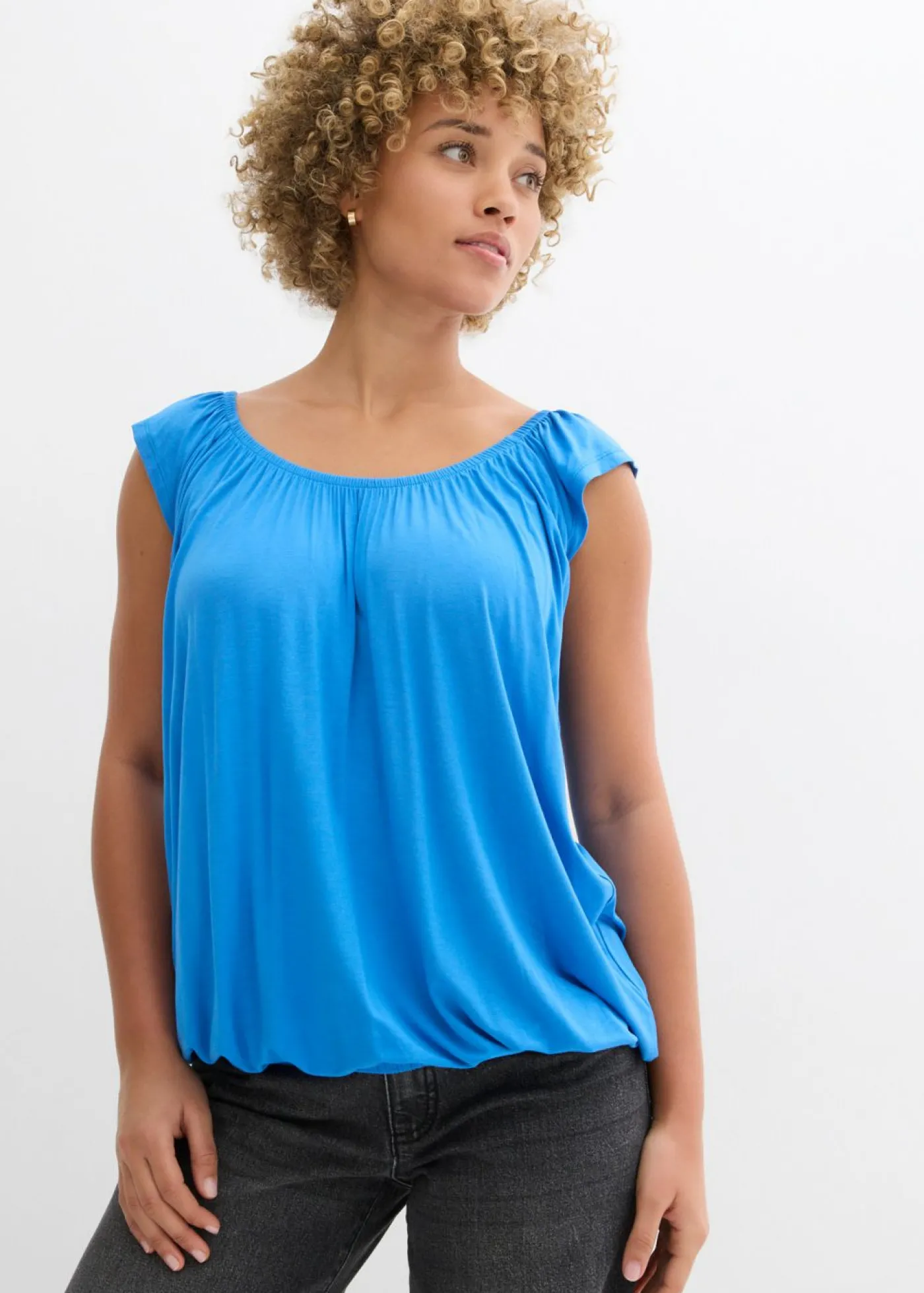 bonprix bonprix Camiseta de suave mezcla de viscosa azul glaciar Outlet