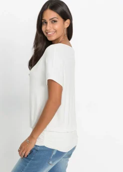 bonprix bonprix Camiseta de suave mezcla de viscosa Blanco lana Online