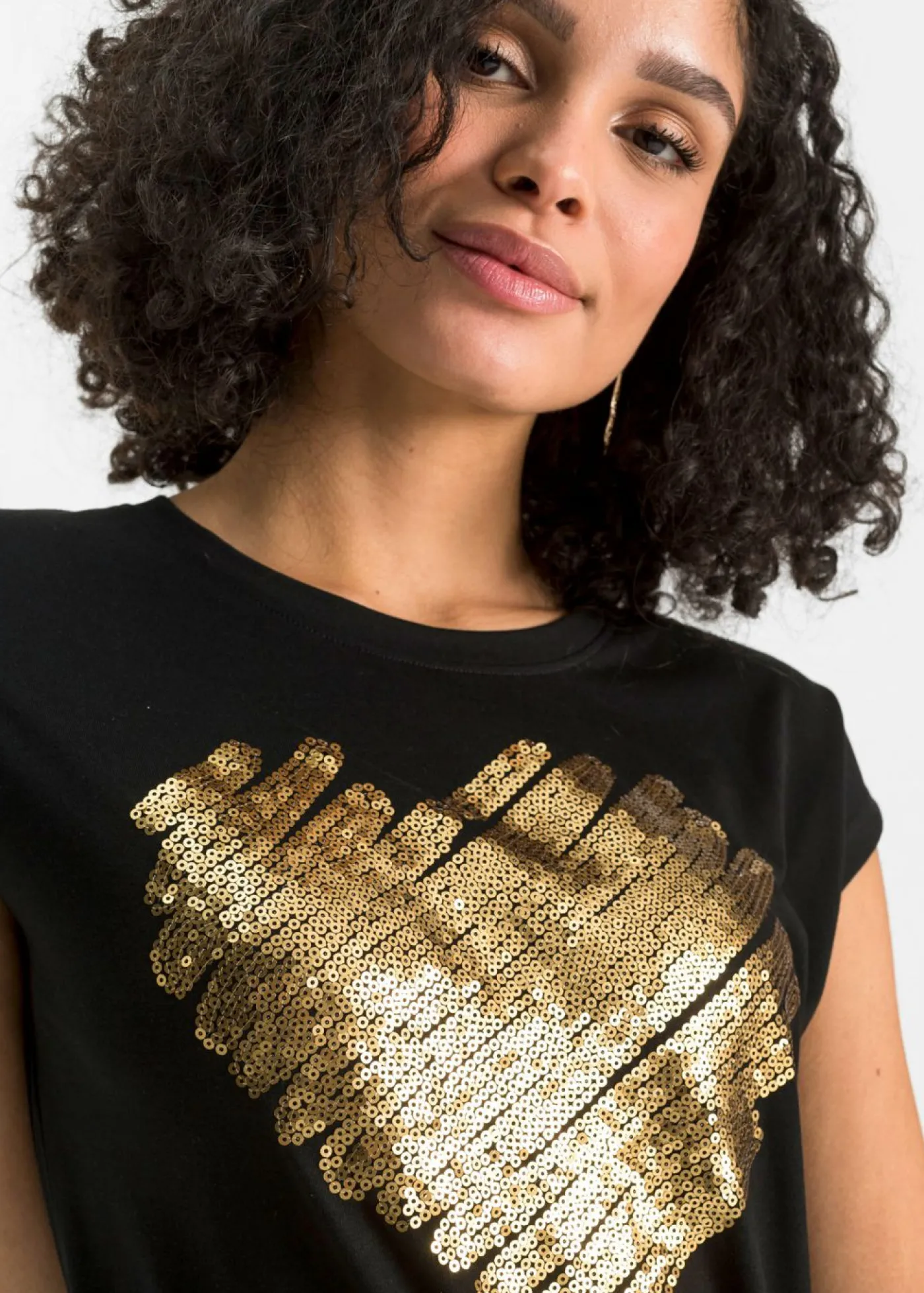 bonprix bonprix Camiseta de suave mezcla de viscosa Negro estampado Best