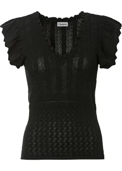 bonprix bonprix Camiseta de suave mezcla de viscosa Negro