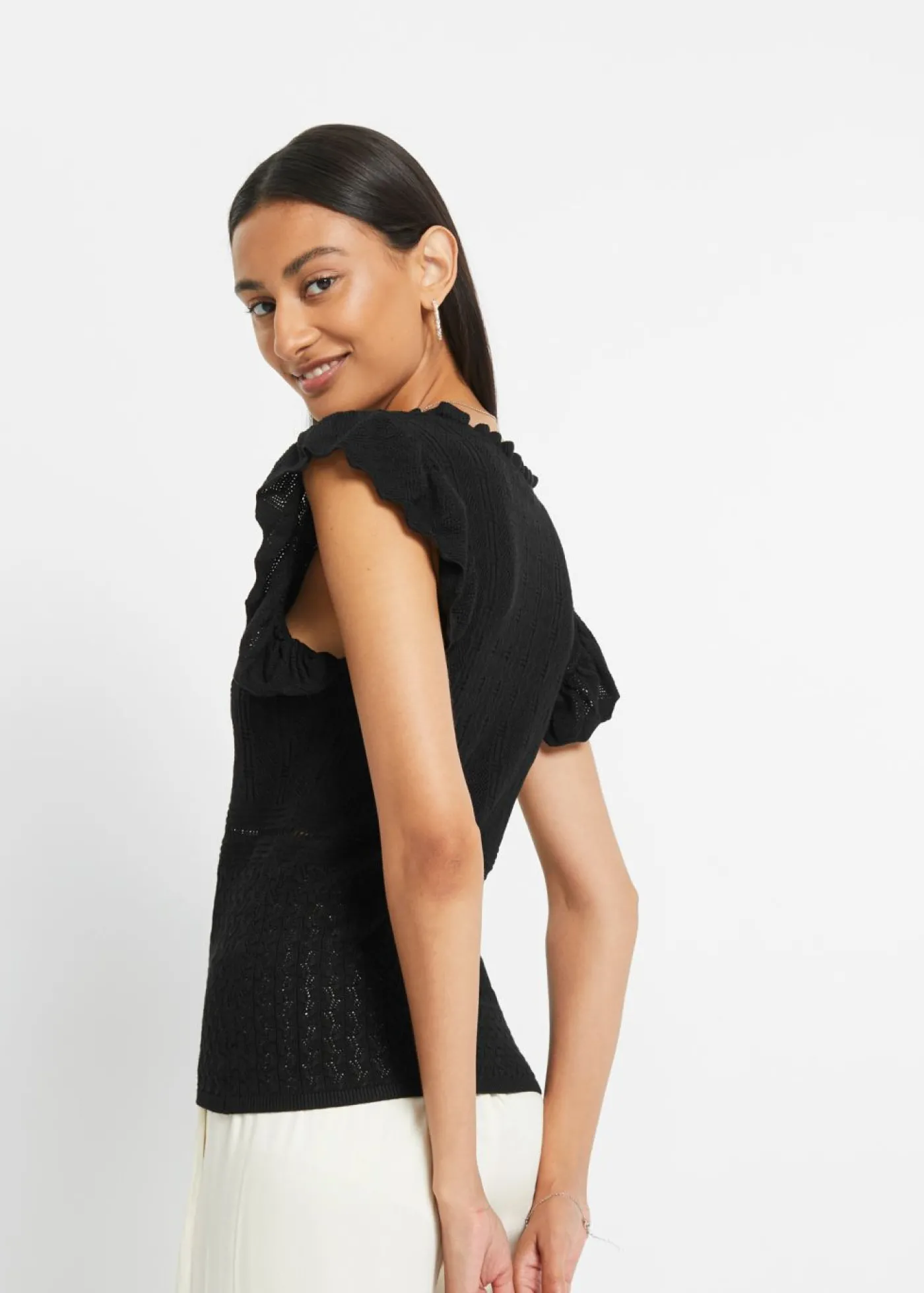 bonprix bonprix Camiseta de suave mezcla de viscosa Negro