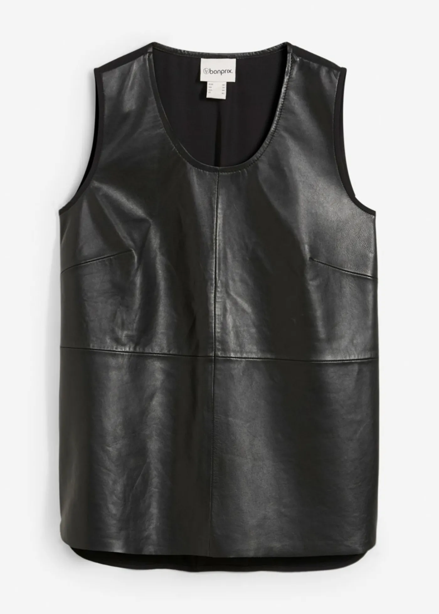 bonprix bonprix Camiseta de tirantes con parte delantera de napa de cordero Negro Clearance