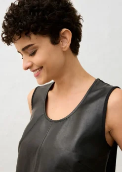 bonprix bonprix Camiseta de tirantes con parte delantera de napa de cordero Negro Clearance