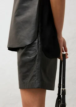 bonprix bonprix Camiseta de tirantes con parte delantera de napa de cordero Negro Clearance