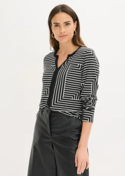 bonprix bonprix Camiseta de viscosa de manga larga Negro-Beige natural New