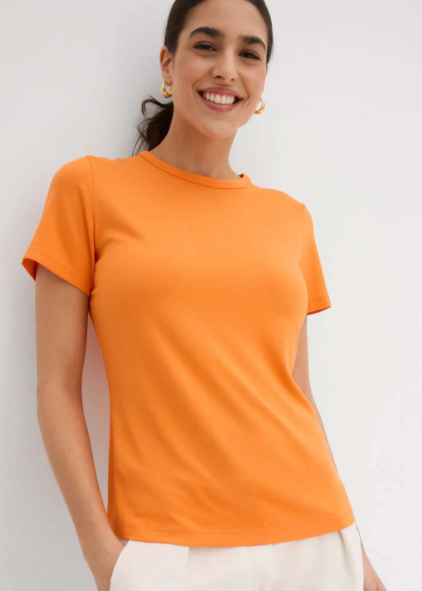 bonprix bonprix Camiseta de viscosa fluida Naranja Outlet