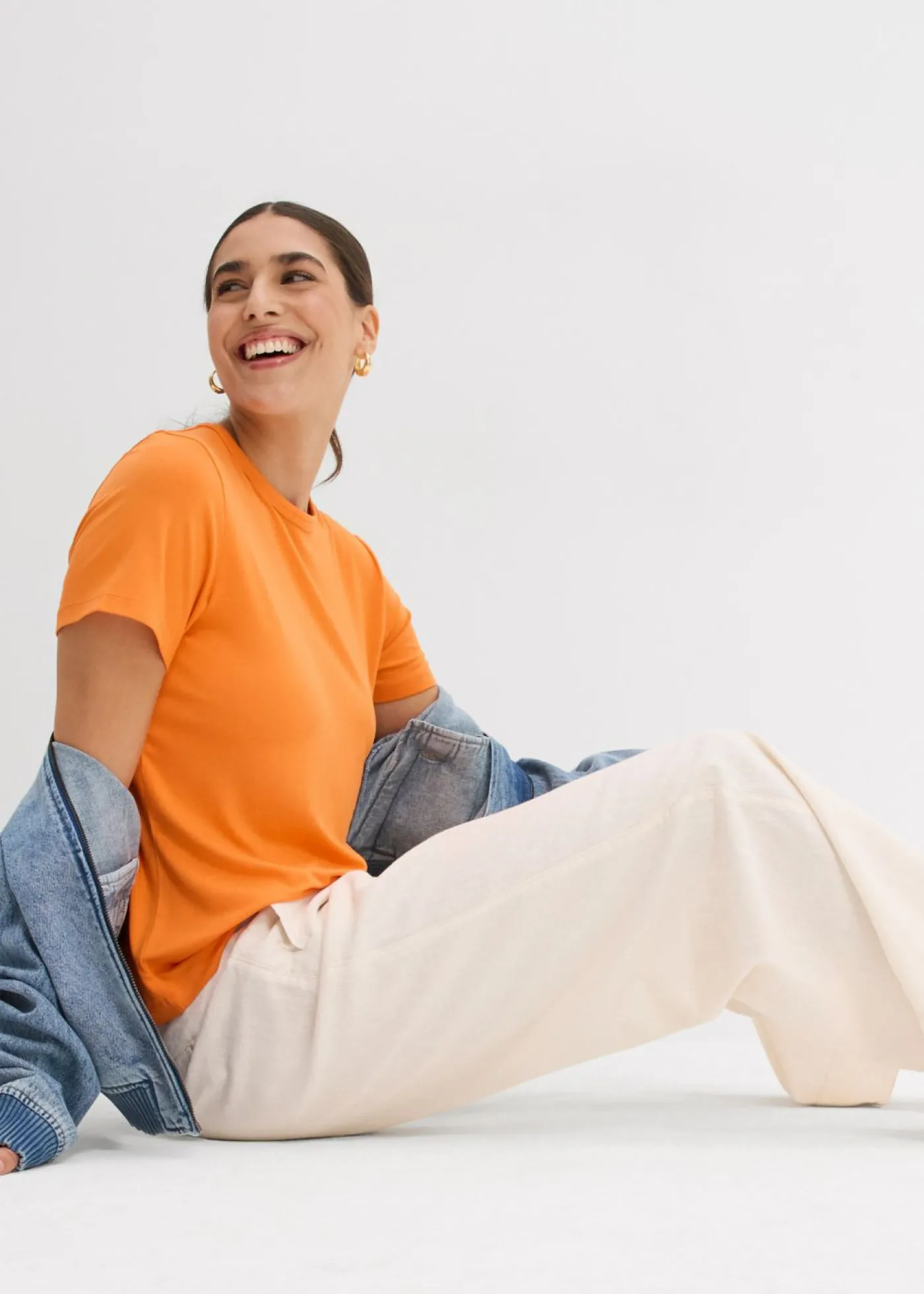 bonprix bonprix Camiseta de viscosa fluida Naranja Outlet