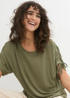 bonprix bonprix Camiseta de viscosa fluida Verde oliva
