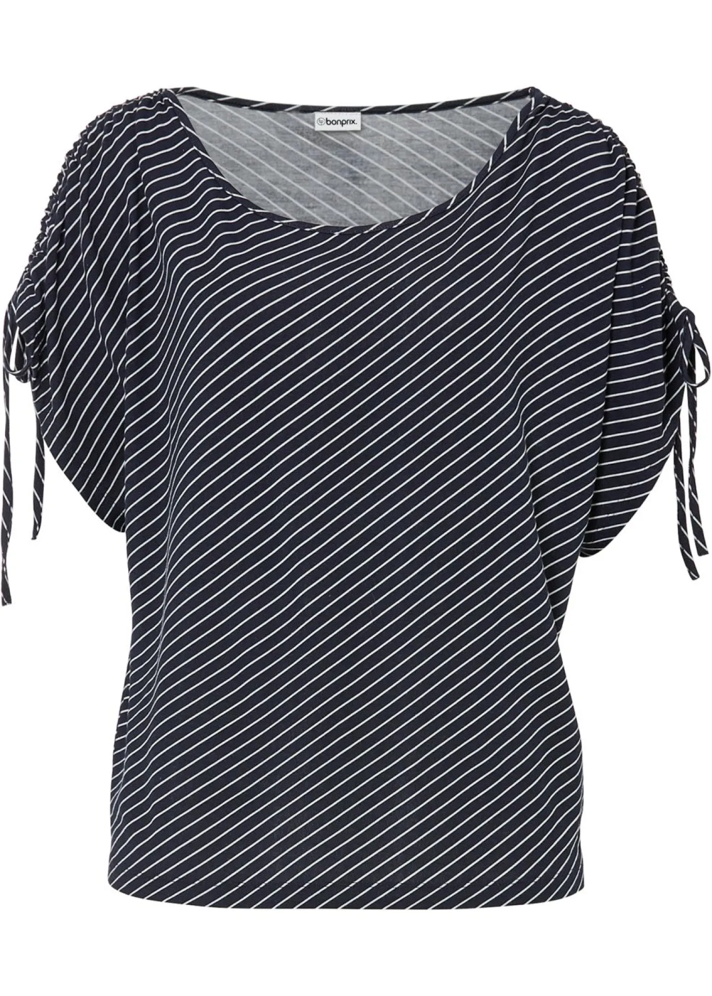 bonprix bonprix Camiseta de viscosa suave azul marino-blanco con rayas Discount