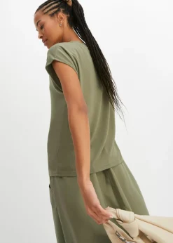 bonprix bonprix Camiseta de viscosa suave Verde oliva Sale