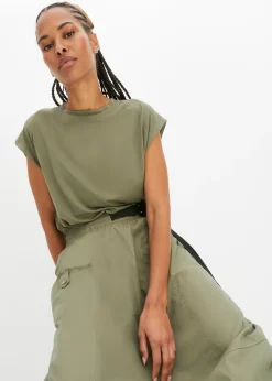 bonprix bonprix Camiseta de viscosa suave Verde oliva Sale