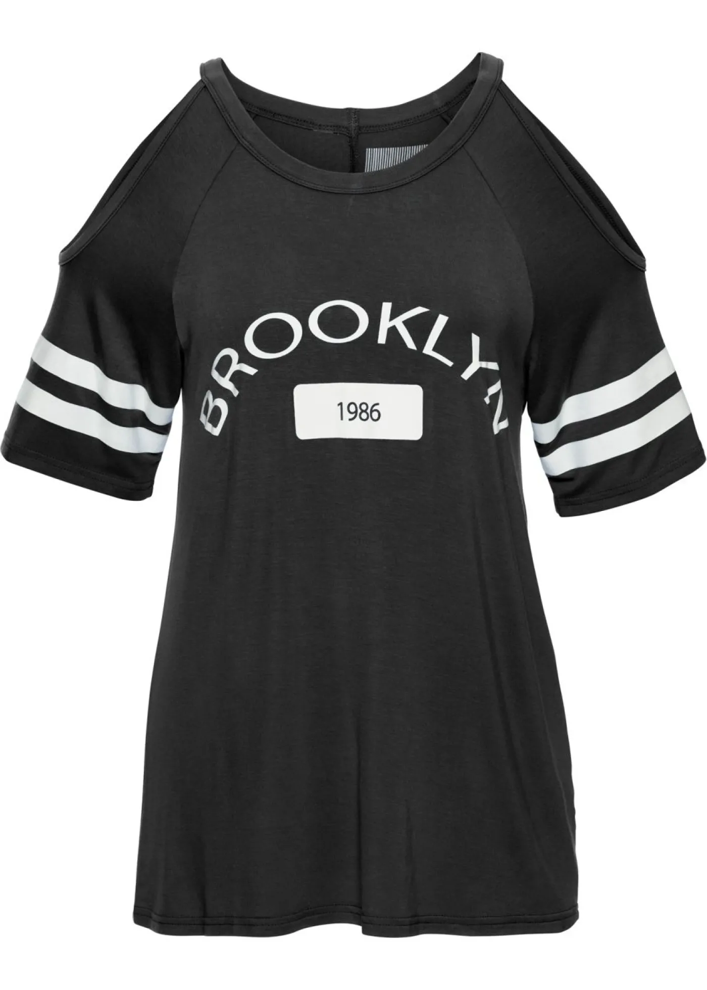 bonprix bonprix Camiseta de viscosa suave Negro estampado New