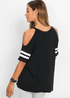 bonprix bonprix Camiseta de viscosa suave Negro estampado New