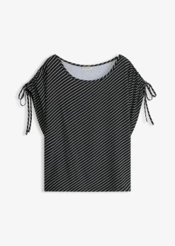 bonprix bonprix Camiseta de viscosa suave Blanco-negro de rayas Best