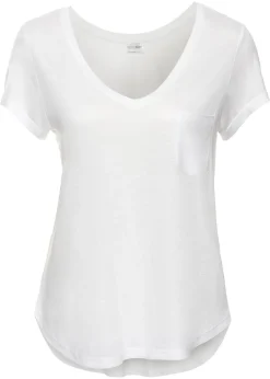 bonprix bonprix Camiseta de viscosa suave Blanco Clearance