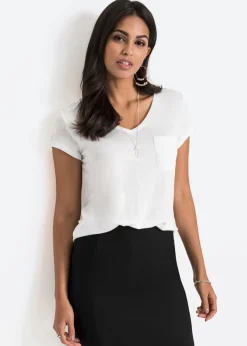 bonprix bonprix Camiseta de viscosa suave Blanco Clearance