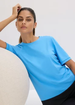 bonprix bonprix Camiseta deportiva con aspecto estructurado azul brillante-negro Outlet