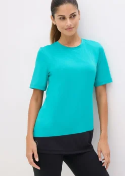 bonprix bonprix Camiseta deportiva con aspecto estructurado Esmeralda-negro New