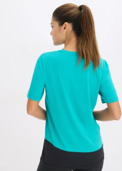 bonprix bonprix Camiseta deportiva con aspecto estructurado Esmeralda-negro New