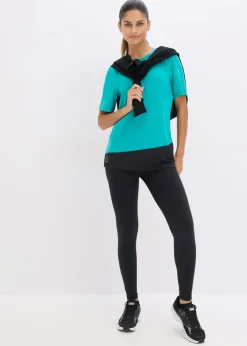 bonprix bonprix Camiseta deportiva con aspecto estructurado Esmeralda-negro New