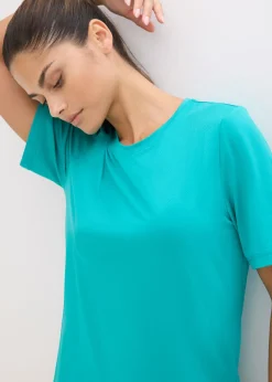 bonprix bonprix Camiseta deportiva con aspecto estructurado Esmeralda-negro New