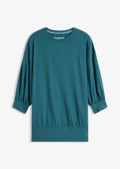 bonprix bonprix Camiseta deportiva con corte holgado, mangas ¾ y material de secado rápido Verde petróleo Best