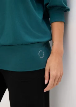 bonprix bonprix Camiseta deportiva con corte holgado, mangas ¾ y material de secado rápido Verde petróleo Best