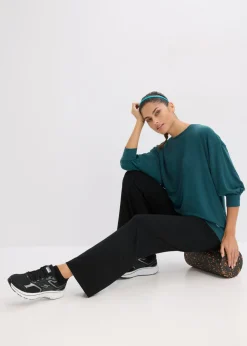 bonprix bonprix Camiseta deportiva con corte holgado, mangas ¾ y material de secado rápido Verde petróleo Best