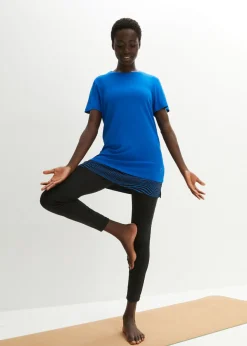 bonprix bonprix Camiseta deportiva larga con aspecto 2 en 1 Azur Sale