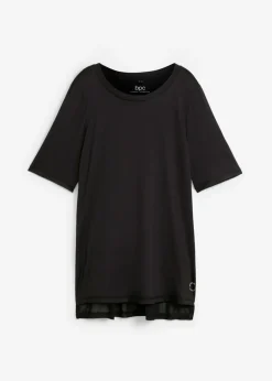 bonprix bonprix Camiseta deportiva larga con malla, de secado rápido Negro